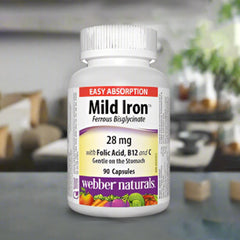 Webber Naturals Mild Iron Ferrous Bisglycinate, 90 Ct - Well Pakistan