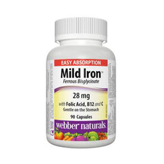 Webber Naturals Mild Iron Ferrous Bisglycinate, 90 Ct - Well Pakistan