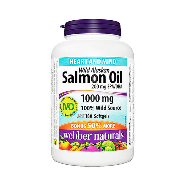 Webber Naturals Wild Alaskan Salmon Oil 1000mg, 180 Ct - Well Pakistan