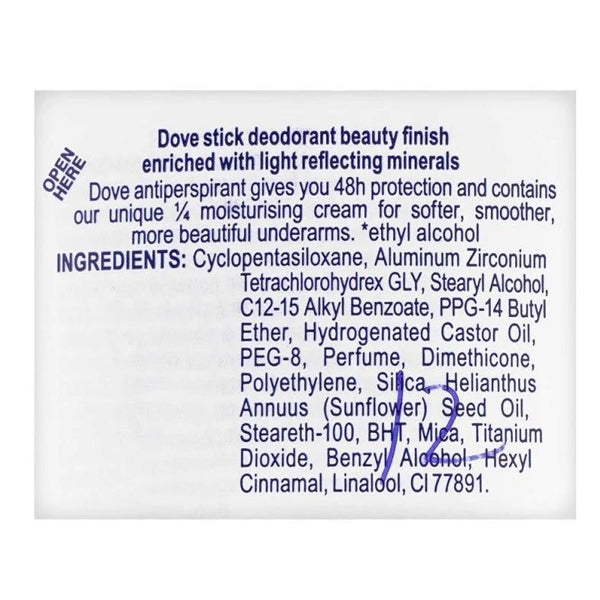 Dove Beauty Finish With Beauty Mineral 48H Anti-Perspirant Deodorant Stick, 40g - Well Pakistan
