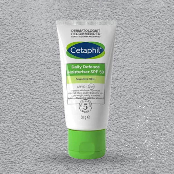 Cetaphil Daily Defence Moisturiser Face Sensitive Skin Spf 50+ UVA 50G - Well Pakistan