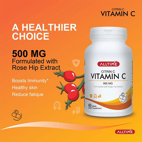 Alltime Citrin C (Vitamin C 500mg with Rose Hip Extract), 60 Ct