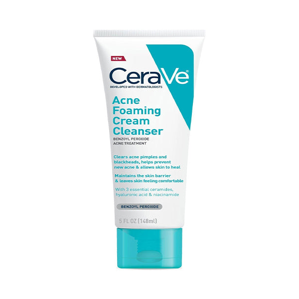 Cerave Acne Foaming Cream Cleanser 4% Benzoyl Peroxide Acne Treatment 150Ml - Well Pakistan