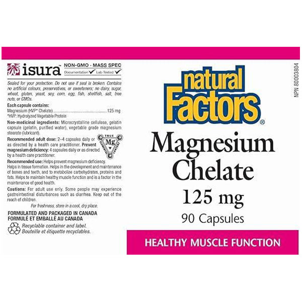 Natural Factors Magnesium Chelate 125mg, 90 Ct - Well Pakistan